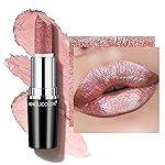 Anglicolor Glitter Metallic Nude Pink Lipstick,High Impact Lipcolor,Lightweight Hydrating Formula Smooth and Non-Sticky,Lipstick For Women,Full-Coverage Lip Makeup(07 PURE ENVY, 4g)