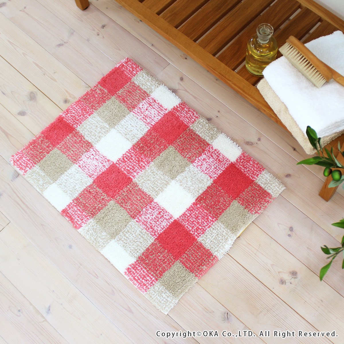 オカ バスマット 乾度良好 ハーモニーチェック 約45×60cm レッド 吸水 抗菌 防臭 9jupf8b Amazon｜オカ バスマット 乾度良好 ハーモニーチェック 約45