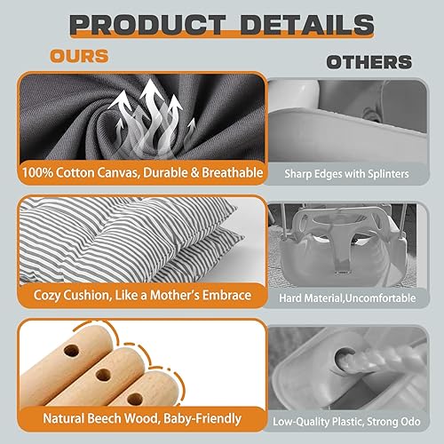 Miniatura 2 de Saltador y columpio 2 en 1 para bebé, soporte plegable, juego de columpios estables para uso en interiores y exteriores (negro)