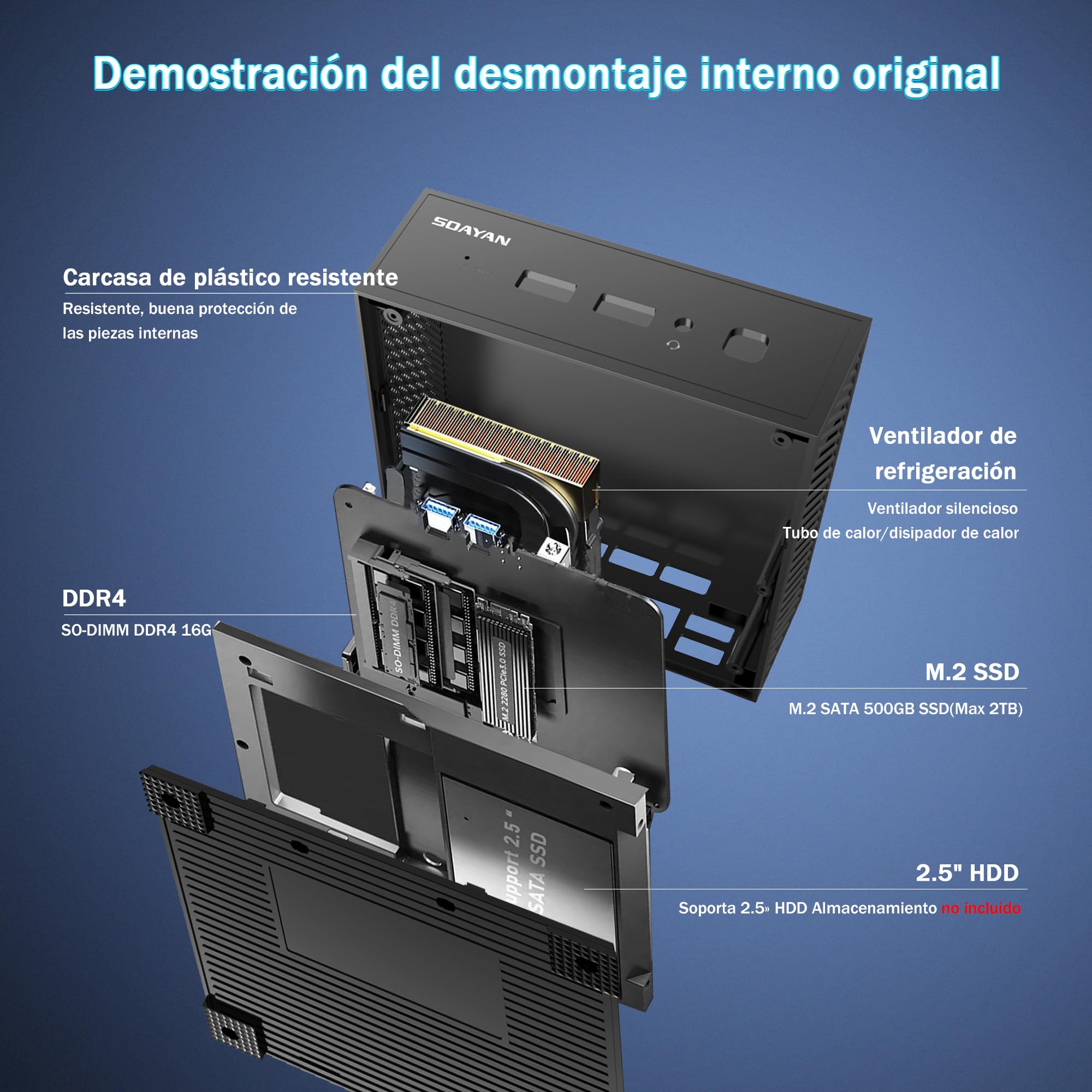 N2 Mini PC, Alder Lake-N100, 16GB DDR4 RAM 500GB SSD Mini Computer, PC Fisso Mini Supporto WIFI6, BT5.2, 2 HD, 4 USB3.2, 4k Dual Display