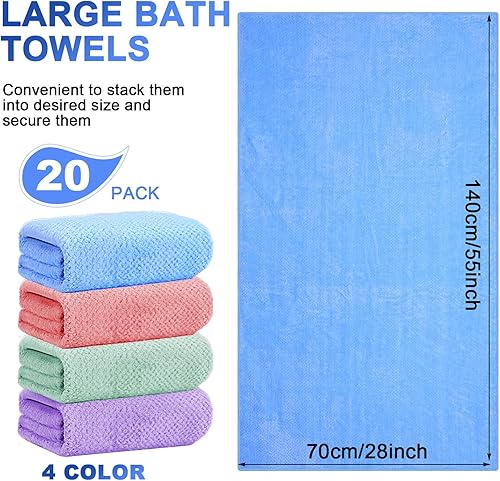 Miniatura 2 de Newwiee 20 toallas de baño grandes a granel de 55 x 28 pulgadas, toallas de baño extra absorbentes, toallas de playa, toallas de baño de secado