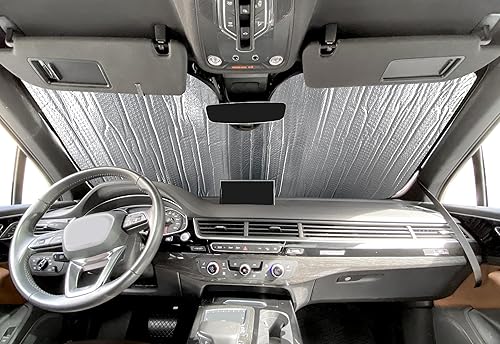 Miniatura 3 de YelloPro - Parasol reflectante para parabrisas delantero de ajuste personalizado para Audi Q7, SQ7 SUV 2016, 2017, 2018, 2019, 2020, 2021, 2022,