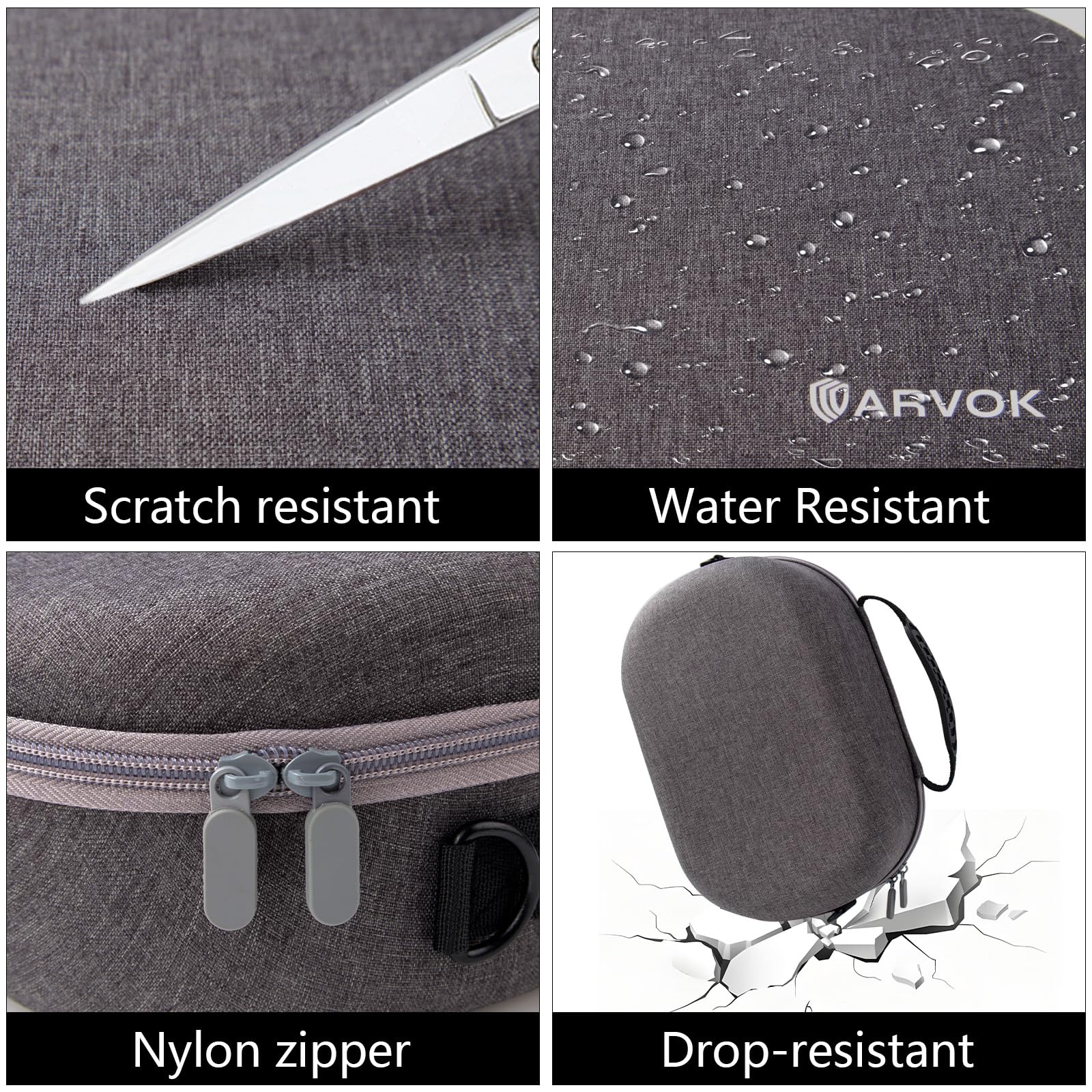 Arvok Harte Tragetasche für Apple Vision Pro und Zubehör, Anti-Drop VR Gaming Headset Tasche, Wasserfeste Großer Space Eva Hartschalenkoffer Schutz Tasche Tragbare VR-Koffer, Grau