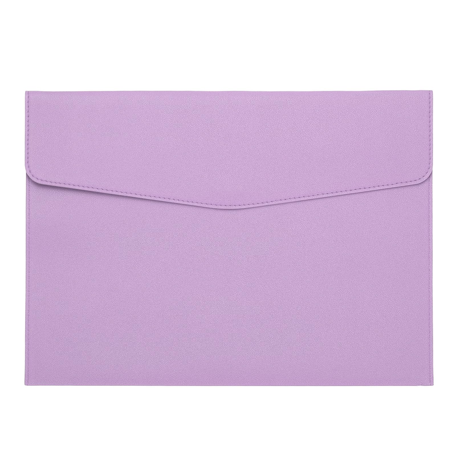 PATIKIL PU Leather A4 File Folder, Document Holder Filing Organizer Portfolio Envelope Folder Case with Snap Closure for Letter Receipt Style 2, Purple