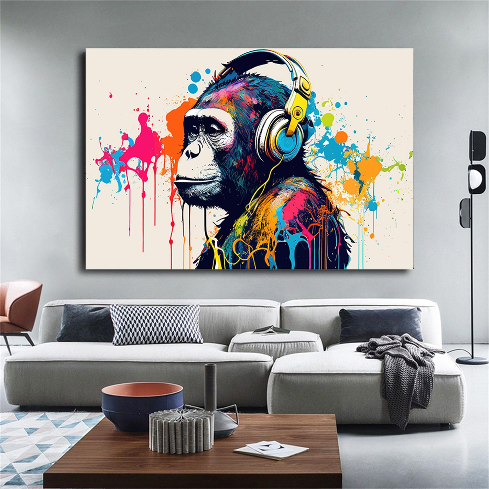 Affiche abstraite d'animaux chimpanzé graffiti déco maison - 8