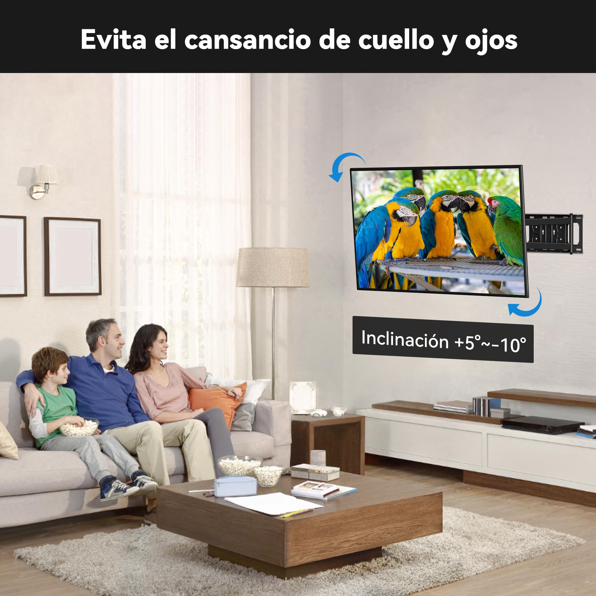 FORGING MOUNT Soporte TV Pared con Brazo Articulado Largo de 650mm para Pantallas de 26-60" de Planos/Curvos LCD/LED/OLED, Soporte Pared TV con Giratorio e Inclinable, hasta 35kg, VESA Máx 400x400 mm