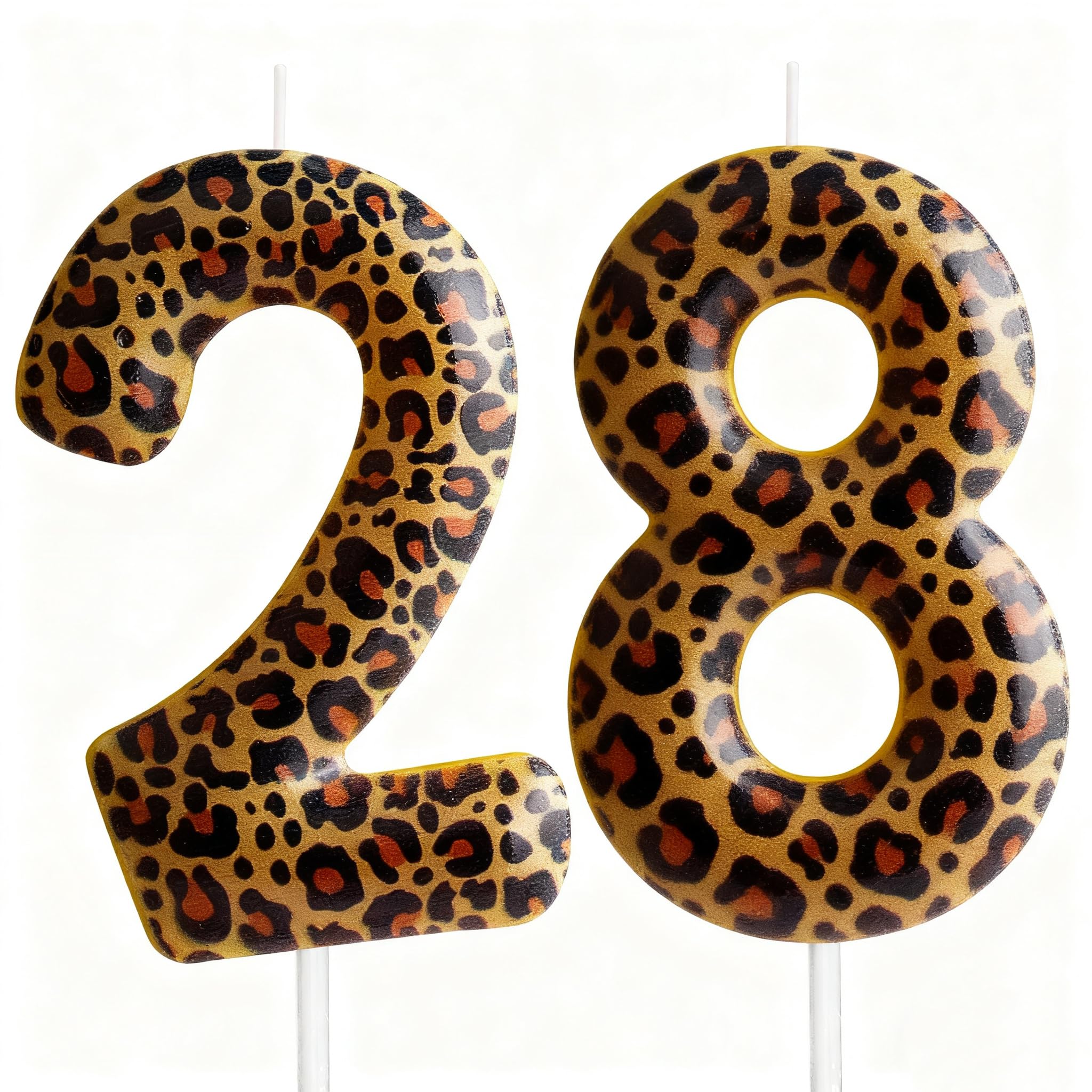 Yiran Leopard Print Birthday Candles Number 21, Realistic Leopard Printing Birthday Number Candles, Wild Onez Zoo Animals Themed Candle Cake for Boys and Girls Gifts Anniversary Party Supplies — view 17