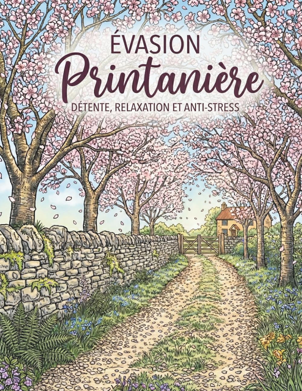 Évasion Printanière: Livre de Coloriage Paysages de Printemps et Jardins Fleuris Détaillés | Idéal pour la Détente, la Relaxation et l'Anti-Stress des Adultes et Ados.