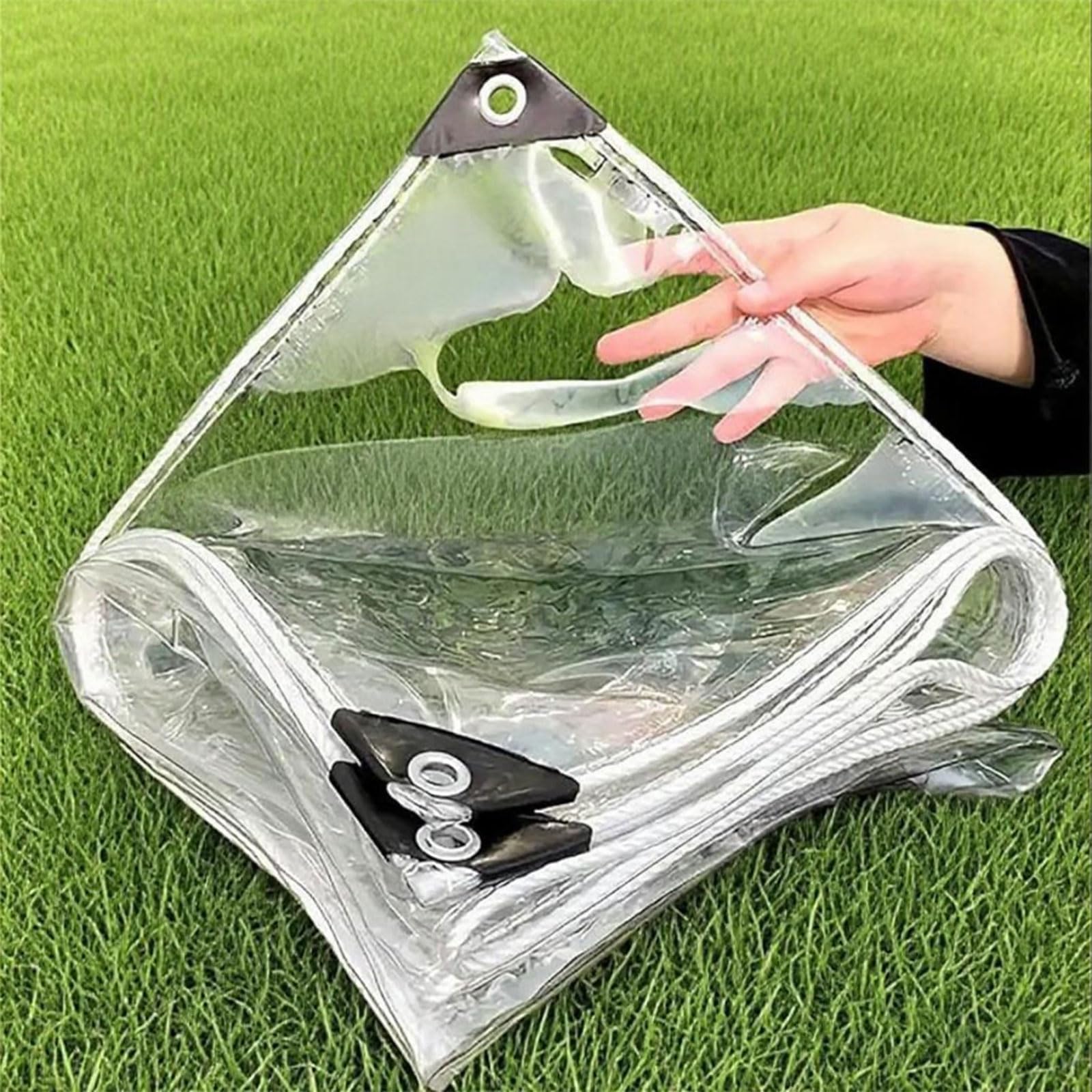 Lona impermeable transparente 140x160 cm con ojales para balcon y jardin