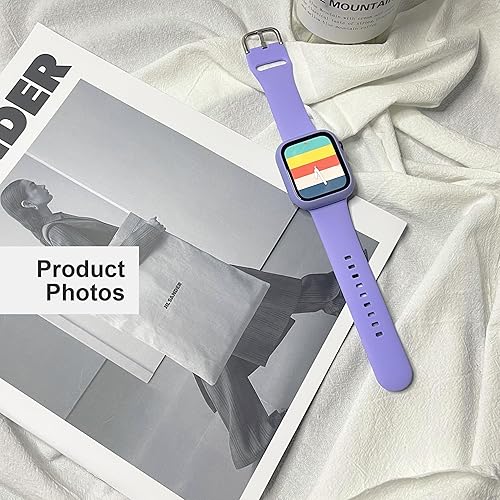 Vista 40 de Correa de silicona deportiva y funda con protector de pantalla para Apple Watch Series 9, 8, 7, 6, SE, 5, 4 Rosado,Negro -,Violeta oscuro,Rosa