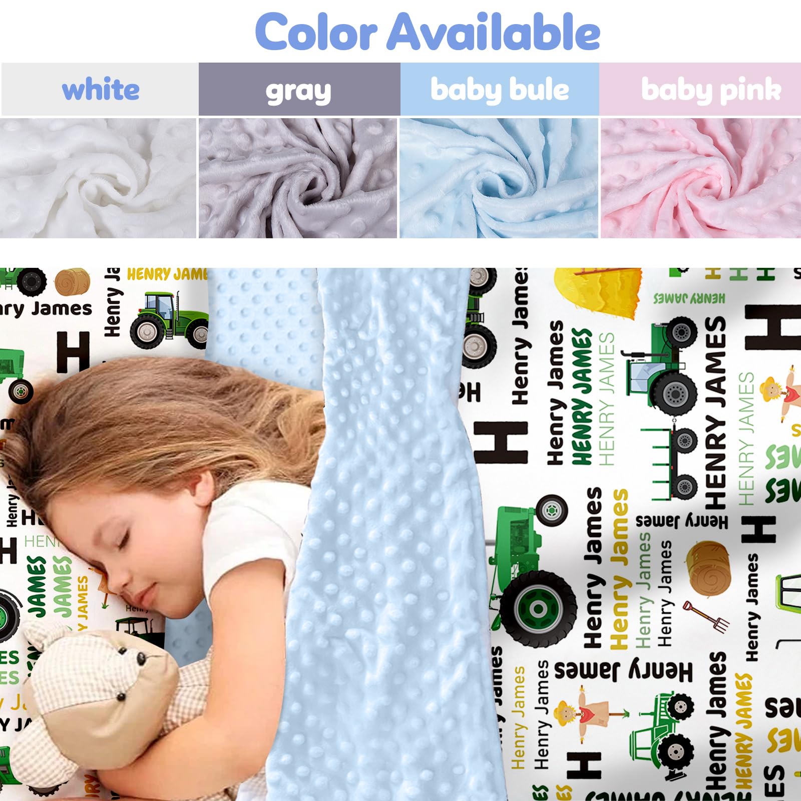 Custom Toddler Nap Mat for Preschool - Personalized Name Kids Nap Mats for Daycare Kindergarten Boys Sleeping Bag with Pillow Blanket Set, Thick Padded Easy Roll Up Green Tractor