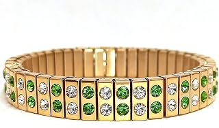 Designer Bracelet Green PERIDOT HANDMADE 96 Handset Austrian Crystal Peridot Bracelet Adjustble 2ct August Birthday Bracelet for women Jewellary Bracelet GOLD 24K Girlfriend Bday present Her Gift Idea