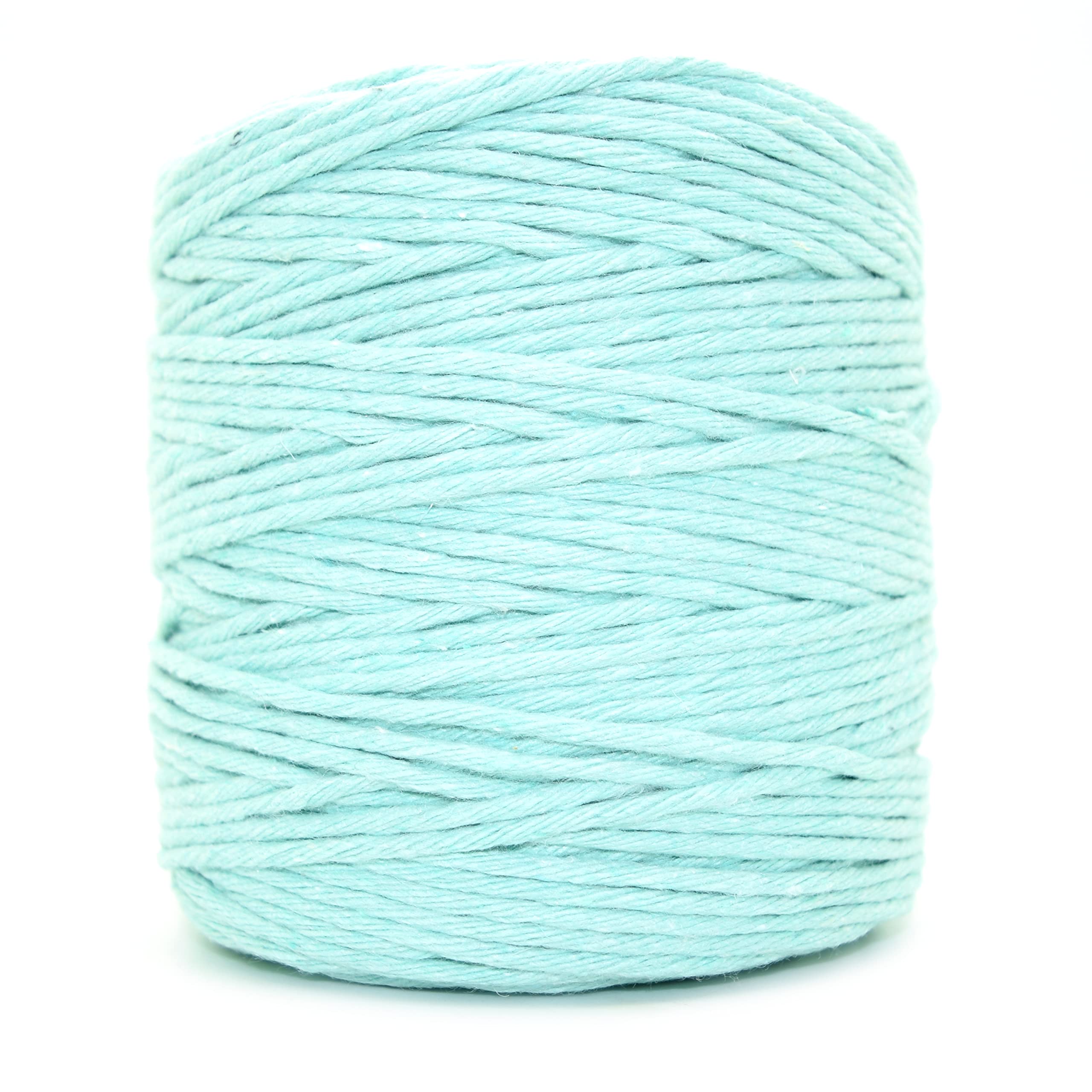 Premium Aqua Macrame Cord, 200 m / 656 ft of 3 mm Thick Natural Cotton Thread Yarn Macrame Rope for Wall Hangings, Plant Hangers, DIY Crafts, Home Decorations, Gift Wrapping (Reel)