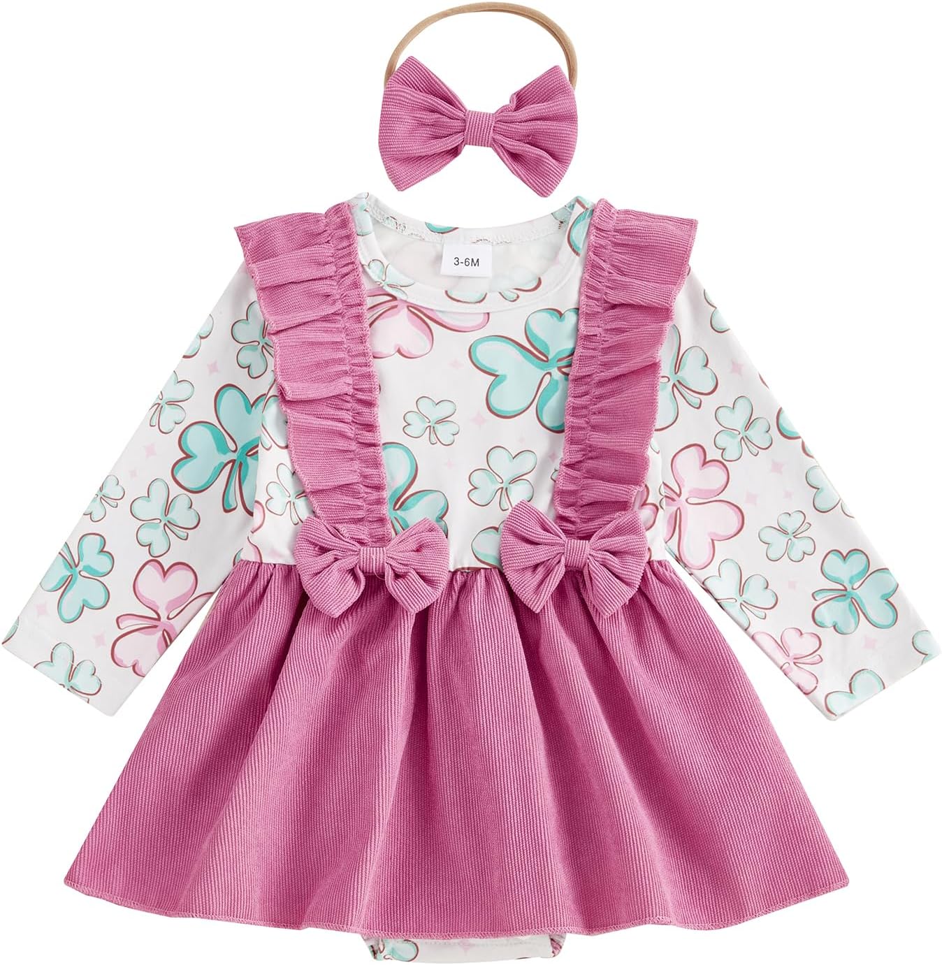 Ayalinggo Newborn Baby Girl Saint Patrick Outfit Irish Clover Romper Dress Green Four Leaf Skirt Spring Clothes With Bow