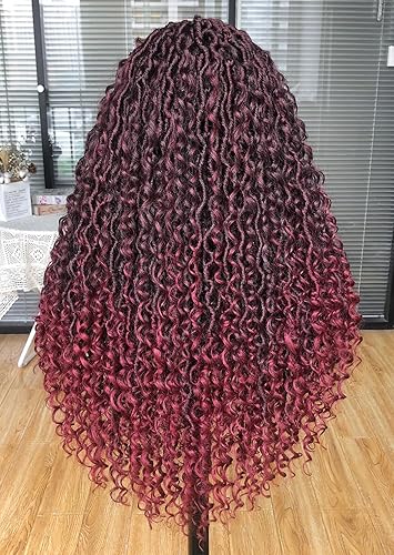 Miniatura 5 de Annivia Goddess - Pelucas sintéticas para mujeres negras, 30 pulgadas, encaje completo, diosa, bohemia, locs, trenzadas, con pelo de bebé, pelucas