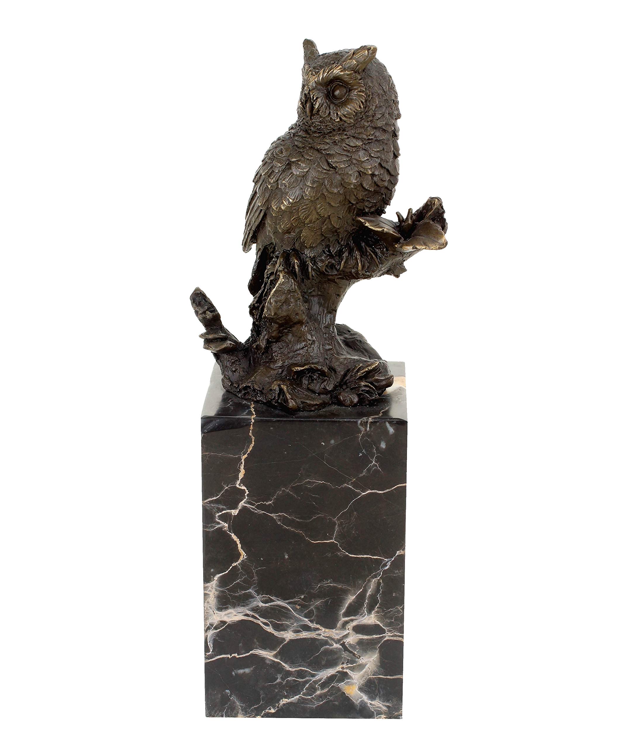 Elegante Estatua de bronce – Búho sentado sobre una rama – Signé de Milo – Figura – Animal Escultura – BRONCE búho