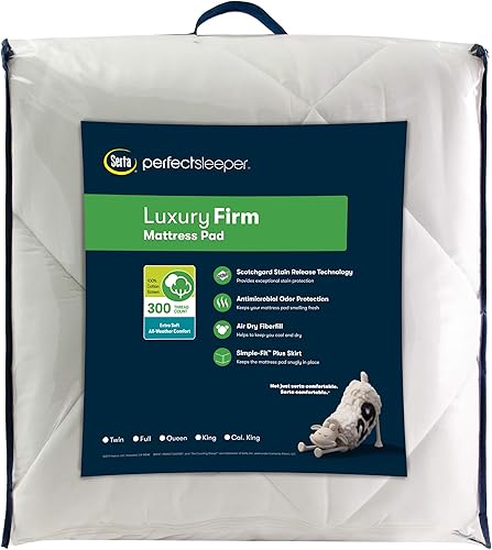 Miniatura 8 de Serta Funda de colchón de fibra firme de lujo, tamaño King, color blanco