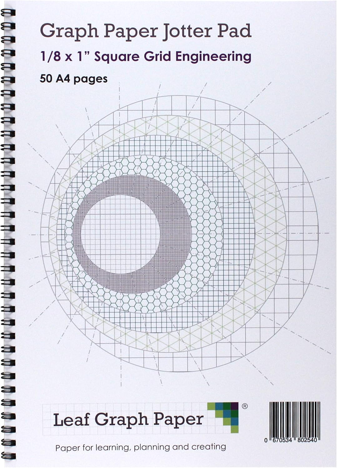 A4 Graph Paper 1/8 Inch 0.125" Squared Imperial Jotter Pad 50 Pages