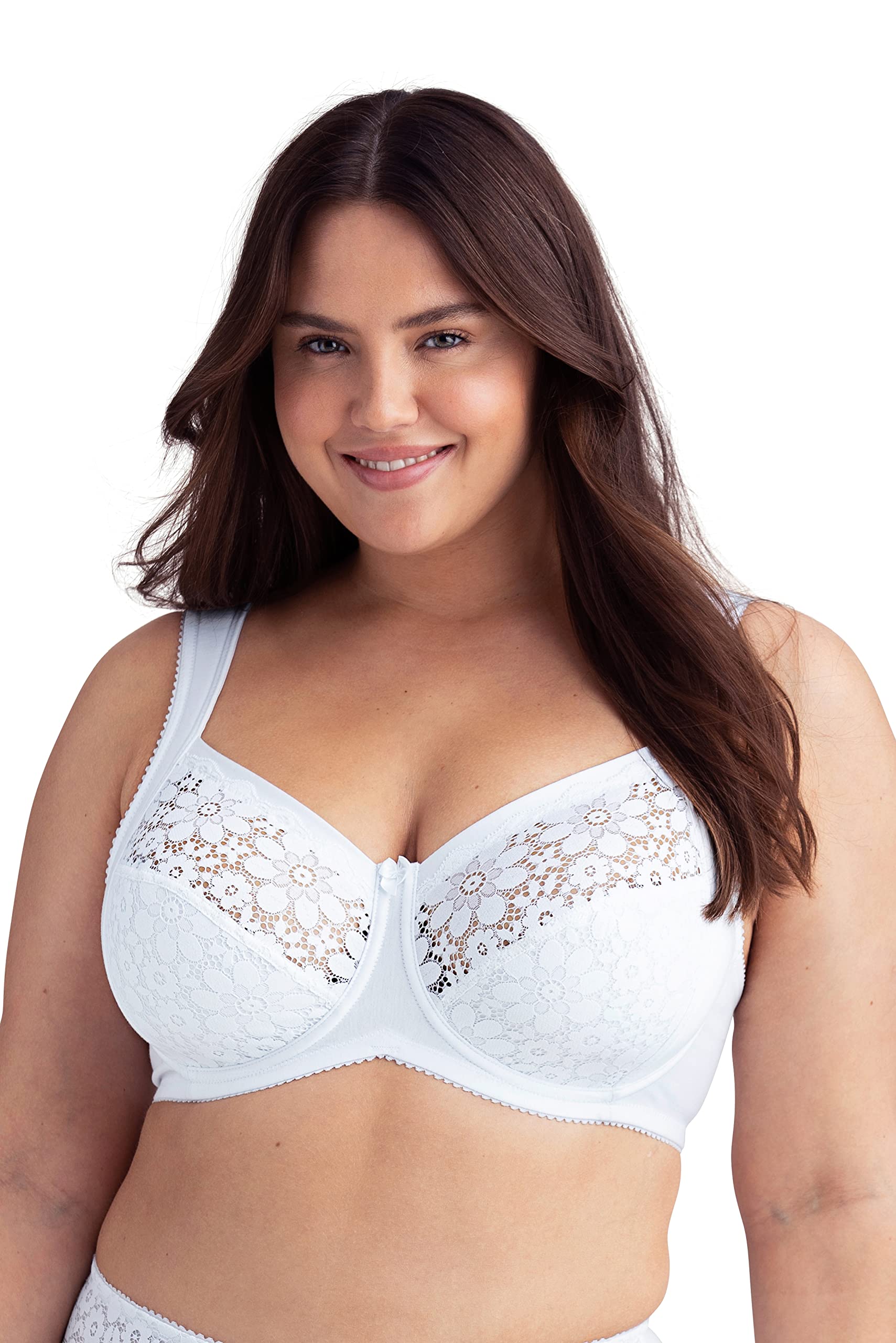 Miss Mary Of Sweden Women's White Cotton Bloom Underwire Bra 42E