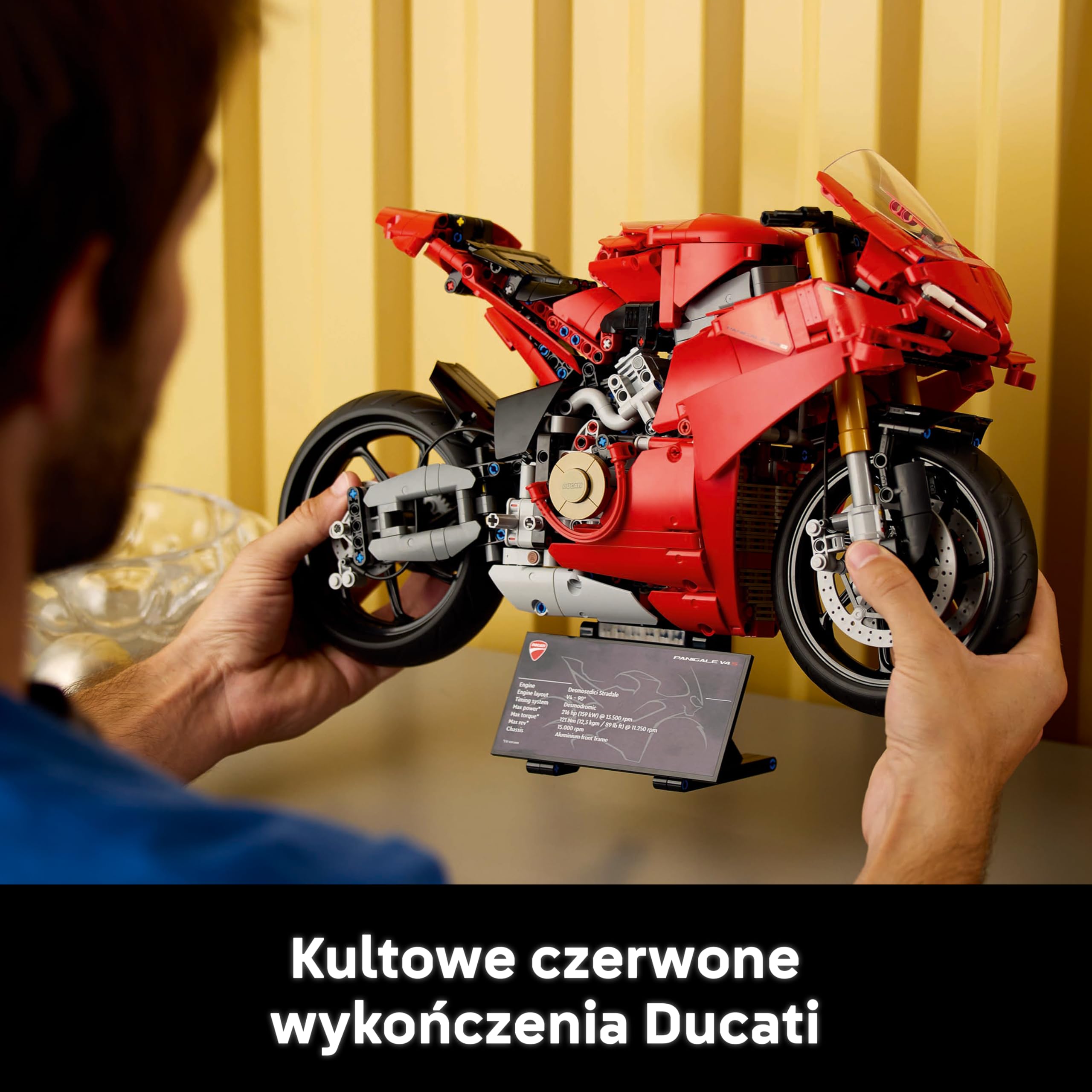 LEGO Technic Motocykl Ducati Panigale V4 S 42202 | Model motocykla, klocki konstrukcyjne Technic dla dorosłych, prezent dla fana motoryzacji, z podstawką, 1604 elementy