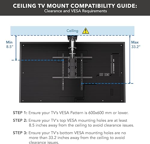 Miniatura 5 de Mount-It! Soporte motorizado para TV de techo  Soporte de TV eléctrico silencioso abatible para pantallas de 50 a 90 pulgadas, diseño desplegable