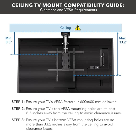 Mount-It! Motorized Ceiling TV Mount Silent Electric Flip Down TV Mount for 50-90 Screens, Retractable Drop Down Design, RF Remote, VESA Compatible, 88 lbs Capacity, Black