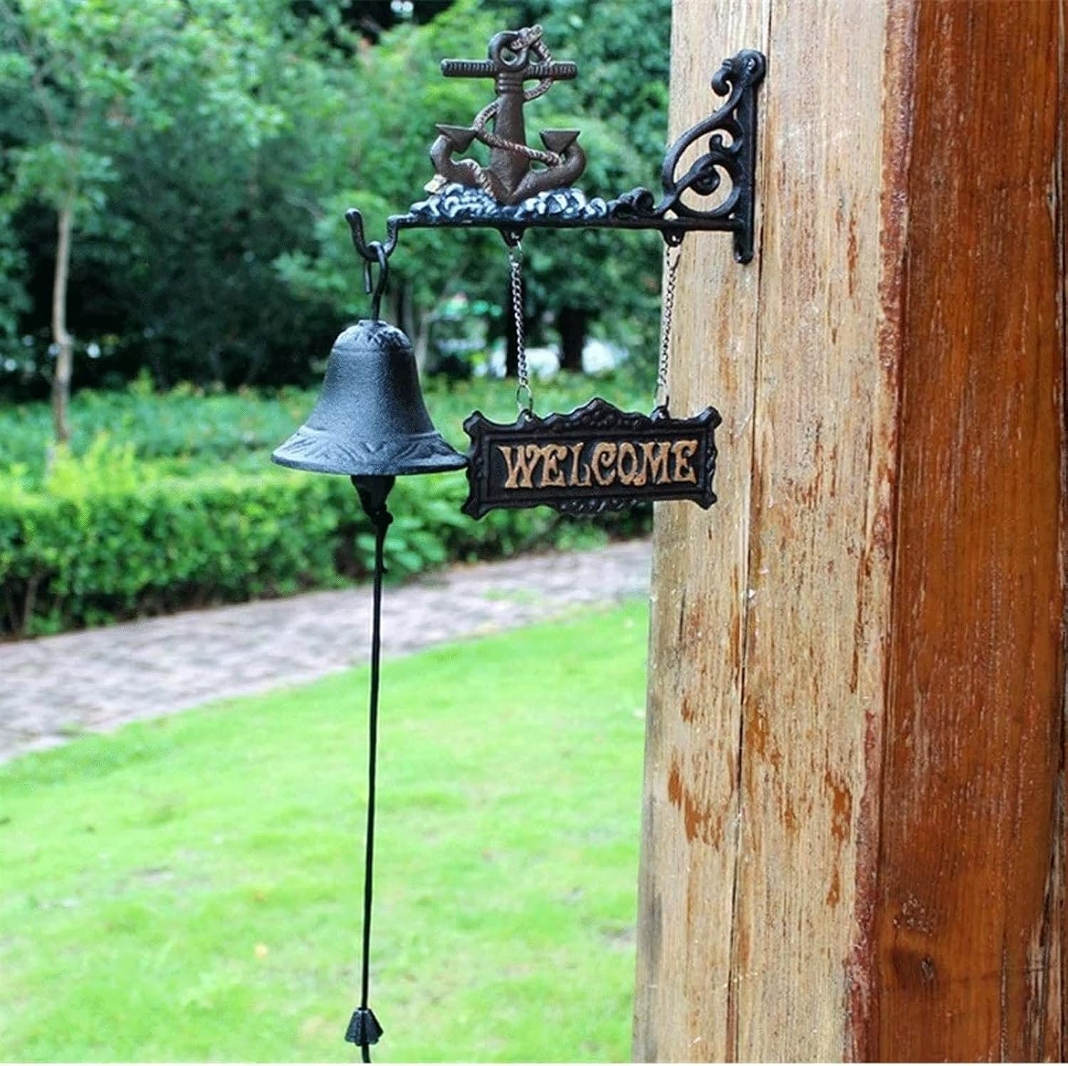 Cast Iron Dinner Bell Cast Iron Wall Hanging Bell Country Farmhouse Wall Decor Antique Style Dinner Bell Decorative Welcome Wall Plaque Yard Sign