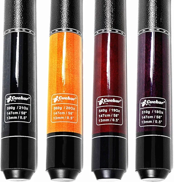 Pool Cues Set of 4, 58" 2-Piece Pool Sticks for Adults, Pool Cue Sticks 18oz 19oz 20oz 21oz, House Bar Billiard Cue Stick with Imitation Leather Grip