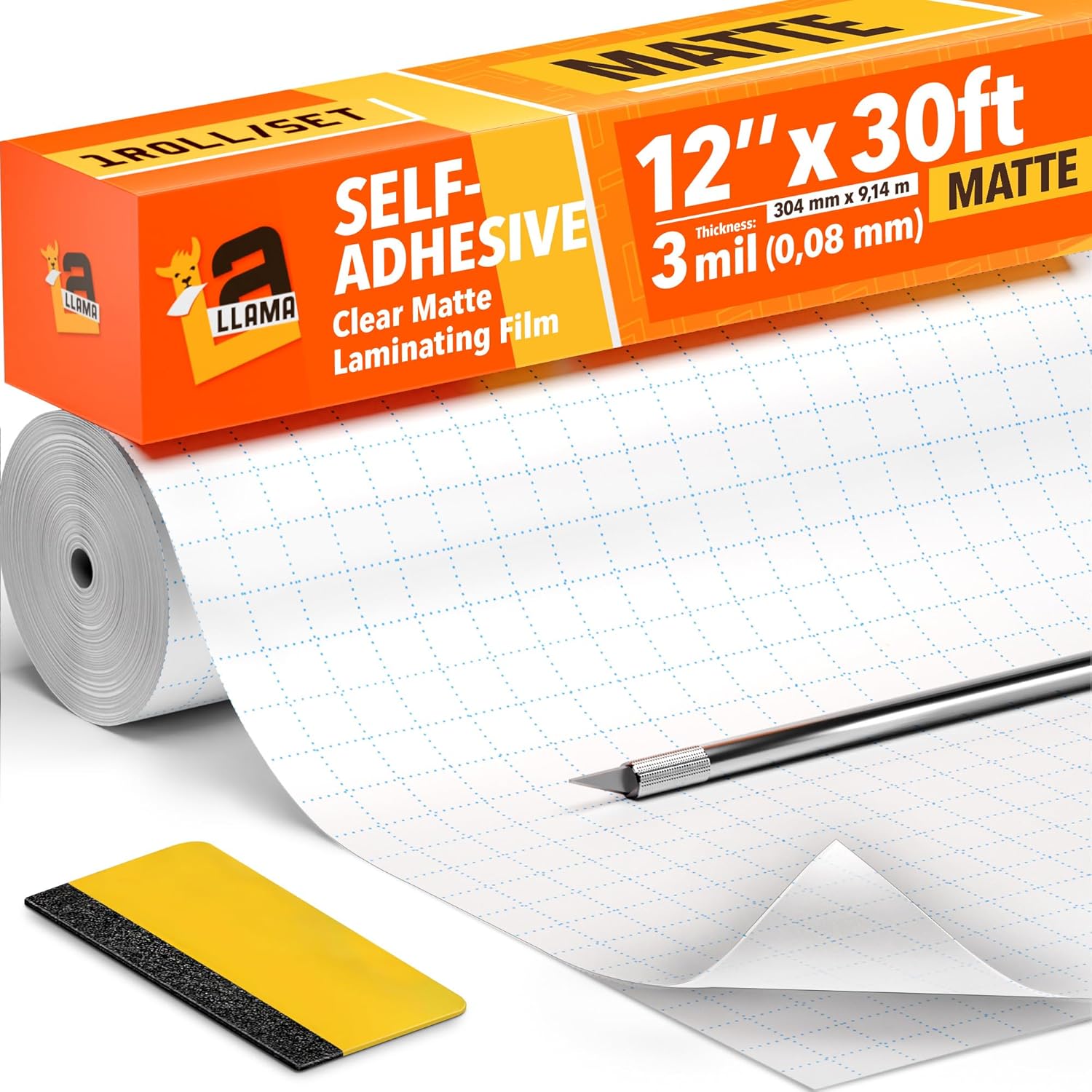Matte Laminate Roll 12” x 30ft – Self Adhesive Laminating Film 3 MIL Roll Superior Protection Extra Long