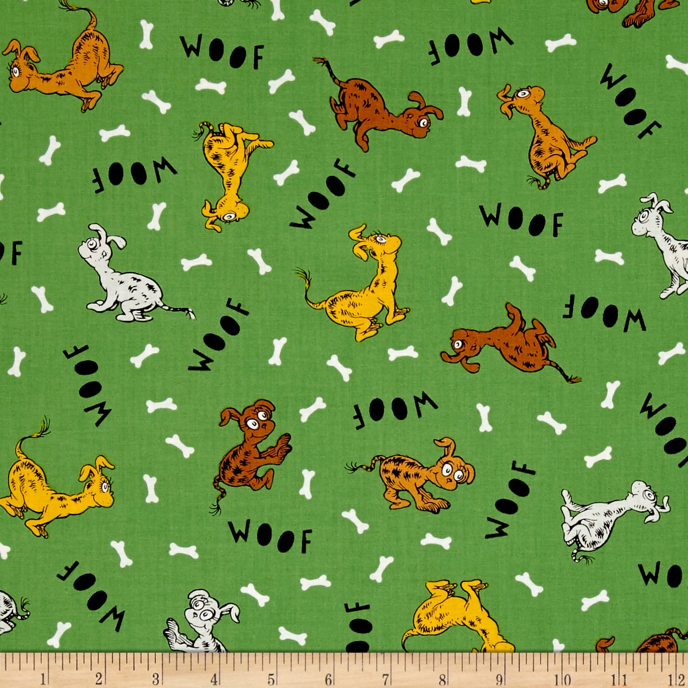 Robert Kaufman Green Dr Seuss What Pet Should I Get Woof Fabric by The Yard