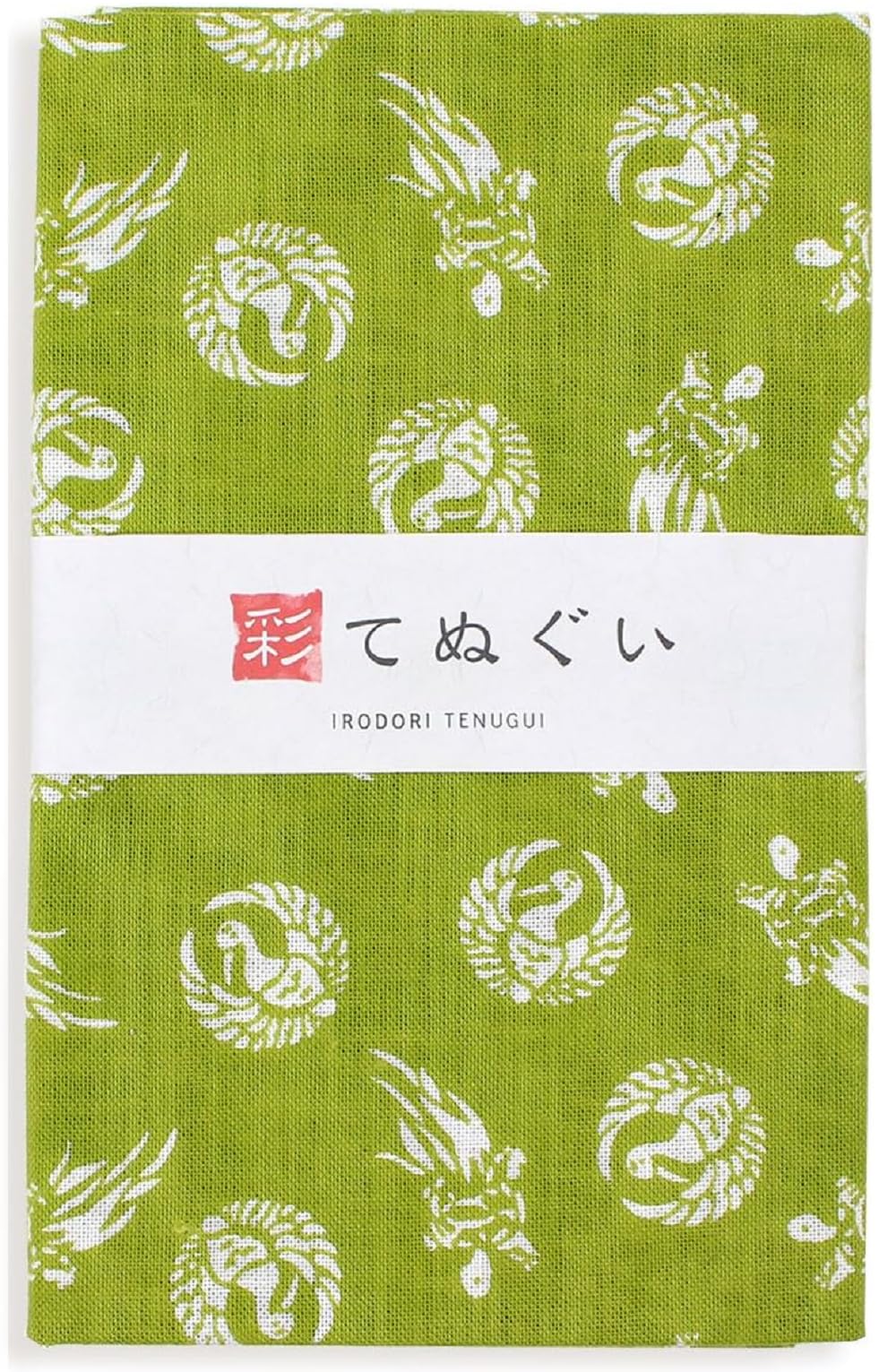 KOMESICHIirodori Japanese Traditional Towel Tenugui Crane and Turtle 12.99 x 34.64 in with Tenugui Iroha (English Manual)