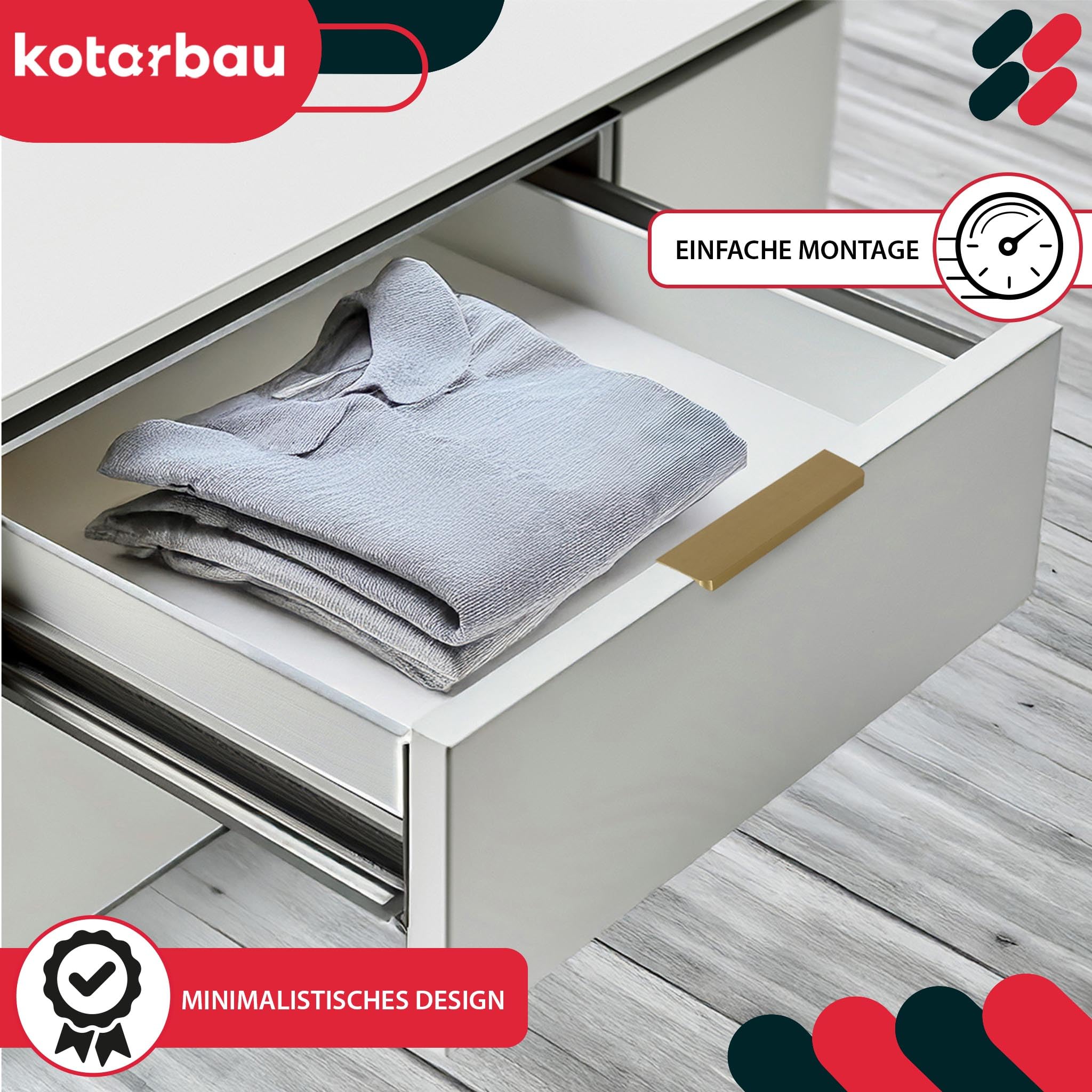 KOTARBAU® Tirador para muebles (148 mm), color dorado mate