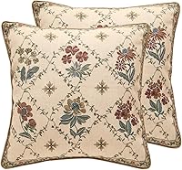 Vista 82 de patdrea Fundas de almohada de diseño floral vintage para sofá, fundas de almohada de lino marrón amarillo con patrón de pájaro y rosa, cojín