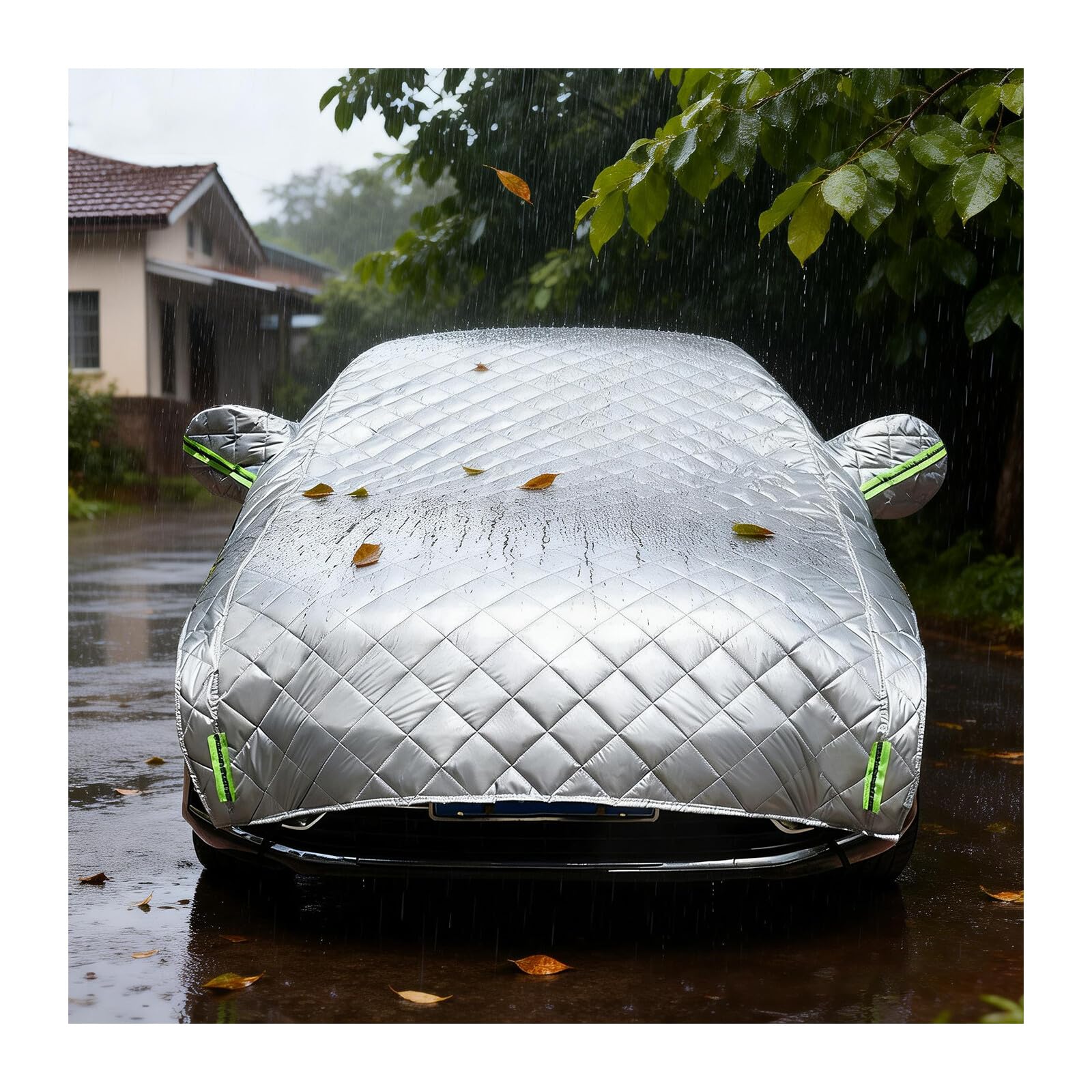 Halbgarage Für Skoda Fabia (2021-2026),Hagelschutzplane Auto,Autogarage Abdeckung Hagelschutz Autoabdeckung Outdoor Wasserdicht Staubdicht,mit Reflektierenden Streifen -21