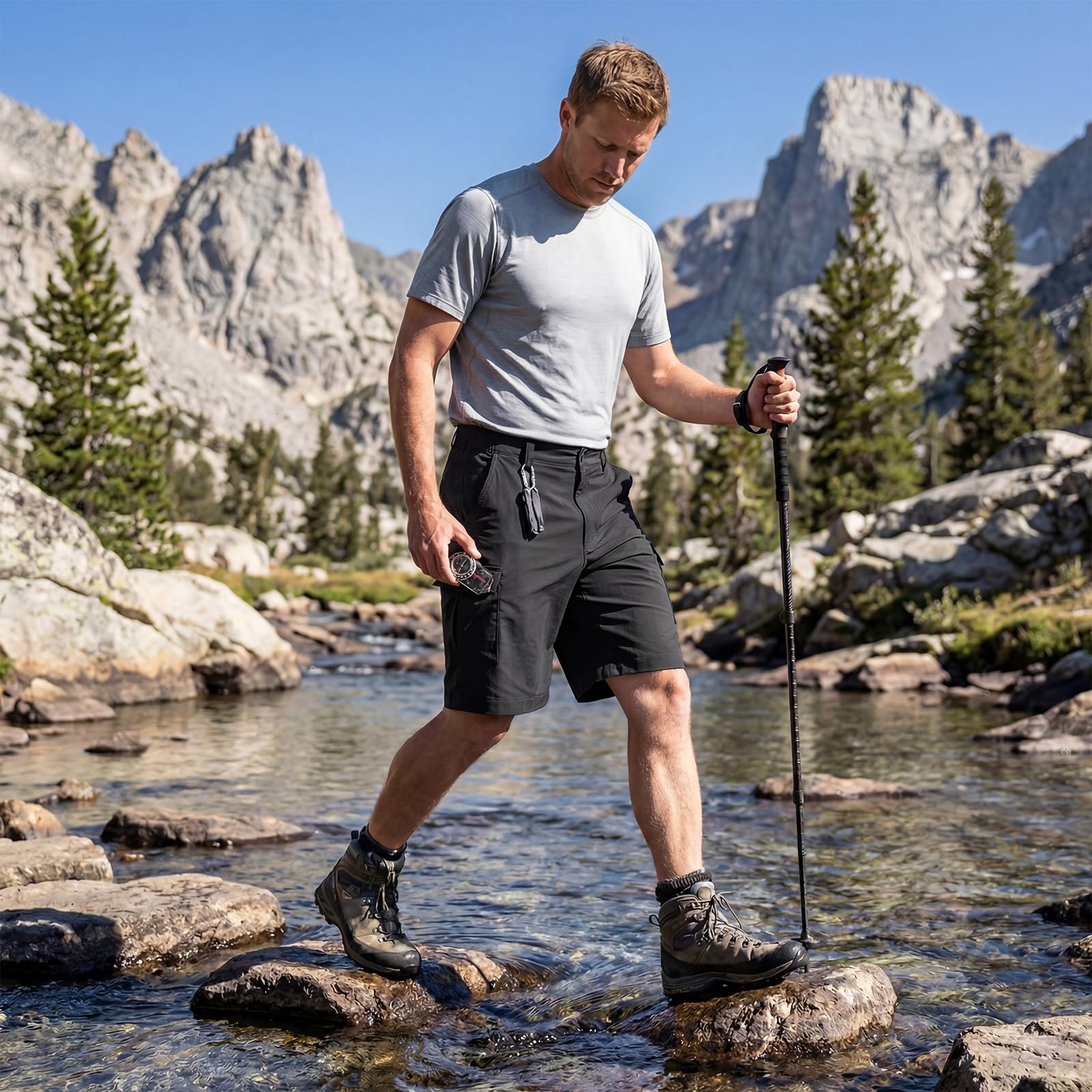 Pantalones de Caminata Secos rápidos para Hombres Convertibles en Pantalones Cortos Pantalones de Carga Ligeros