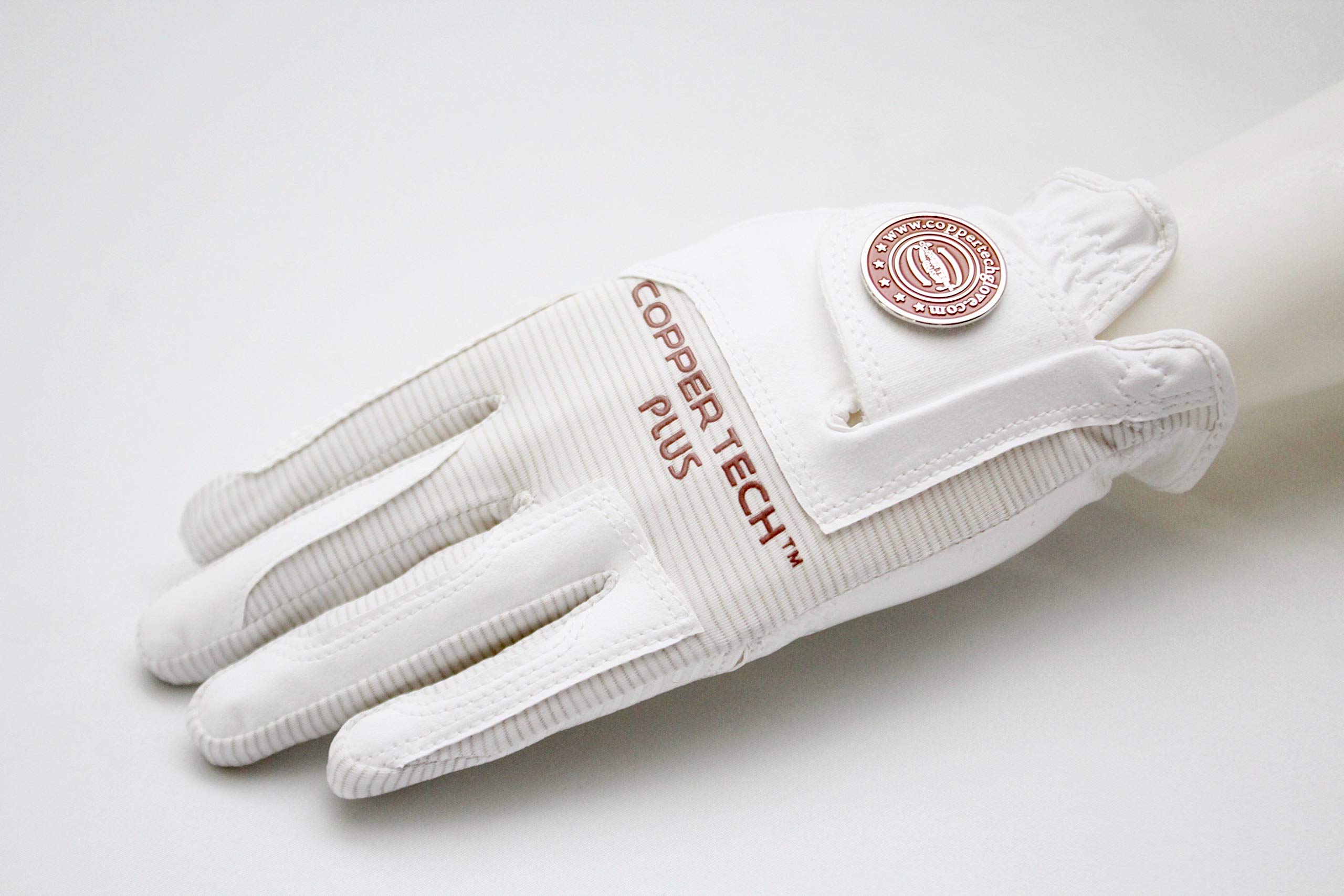 Copper Tech Ladies Golf Glove Women (2nd Gen)| Copper Compression Wrist & Joint Support | Flexible & Comfortable Fit with Premium Leather Construction | Reinforced Palm Pad for Tacky Grip & Traction