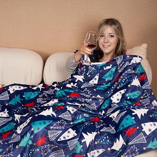 Miniatura 6 de Gogreen Manta acogedora con estampado de árbol, manta de forro polar de 10.58 ozm, para decoración del hogar, manta de microfibra ultrasuave (manta