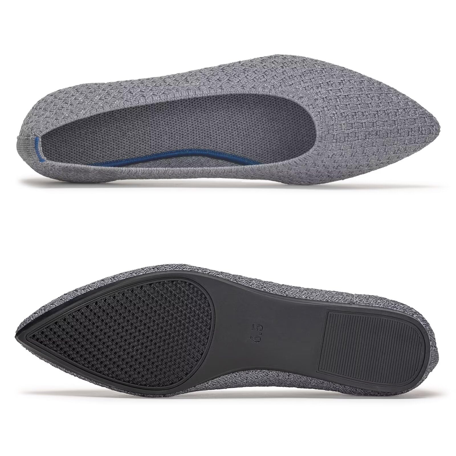 Zapatos planos de ballet de punto puntiagudo para mujer, zapatos planos de cuña baja, cómodos, zapatos planos para mujer, zapatos clásicos suaves