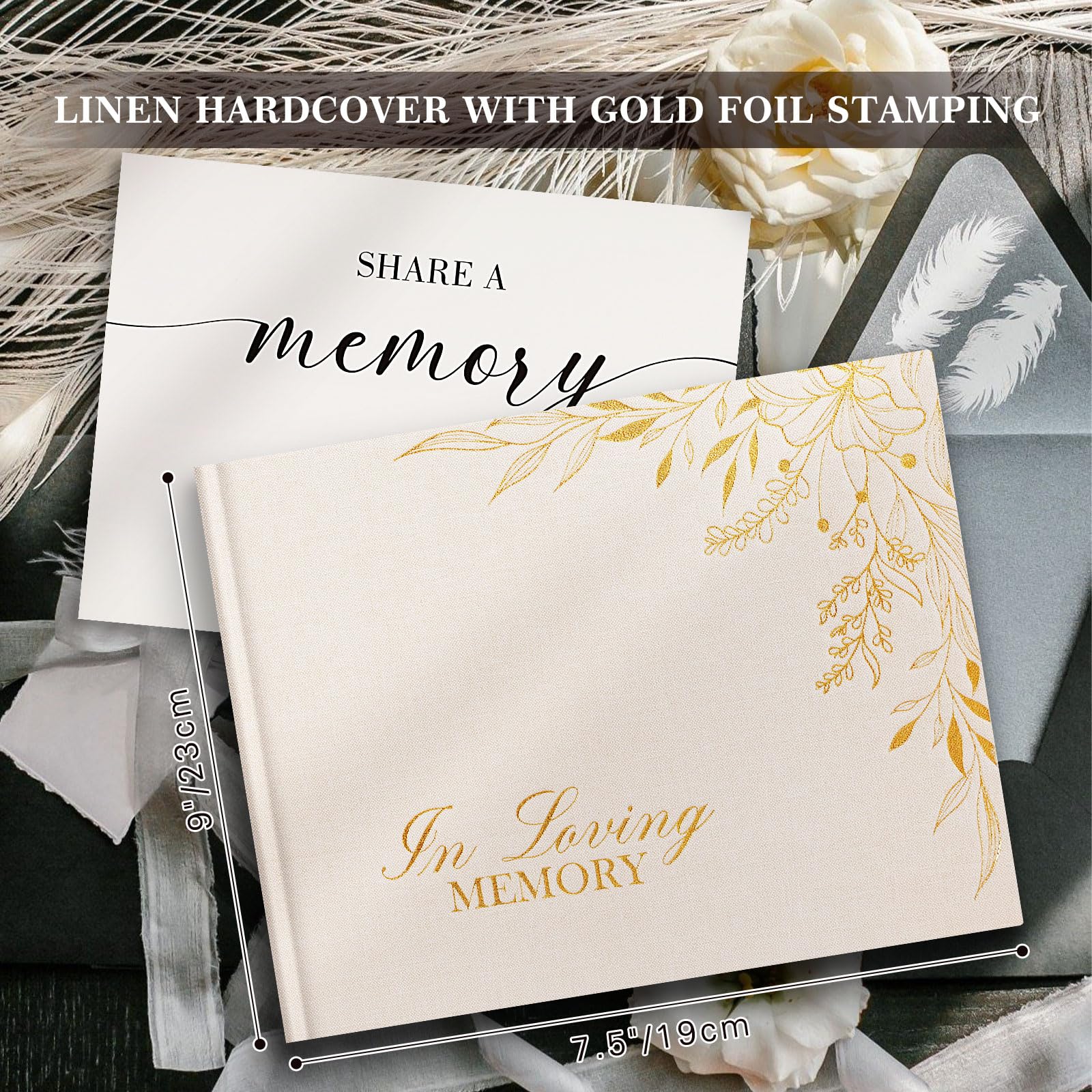 Lanpn Funeral Guest Book for Memorial Service Linen in Loving Memory Registry Guest Book - Image 2