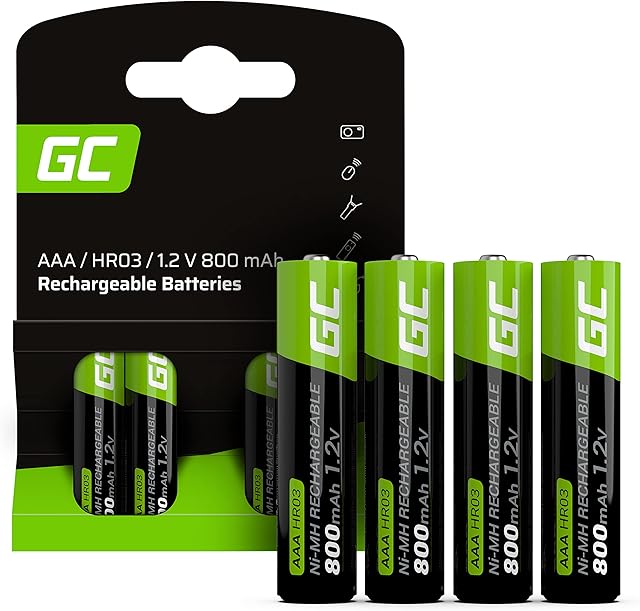 Green Cell 4x Akumulatorki AAA 800 mAh 1.2V Ni-MH [4 sztuki] - baterie paluszki, gotowe do użycia, duża pojemność, wysoka wydajność, akumulatory do ponownego ładowania, bez efektu pamięci