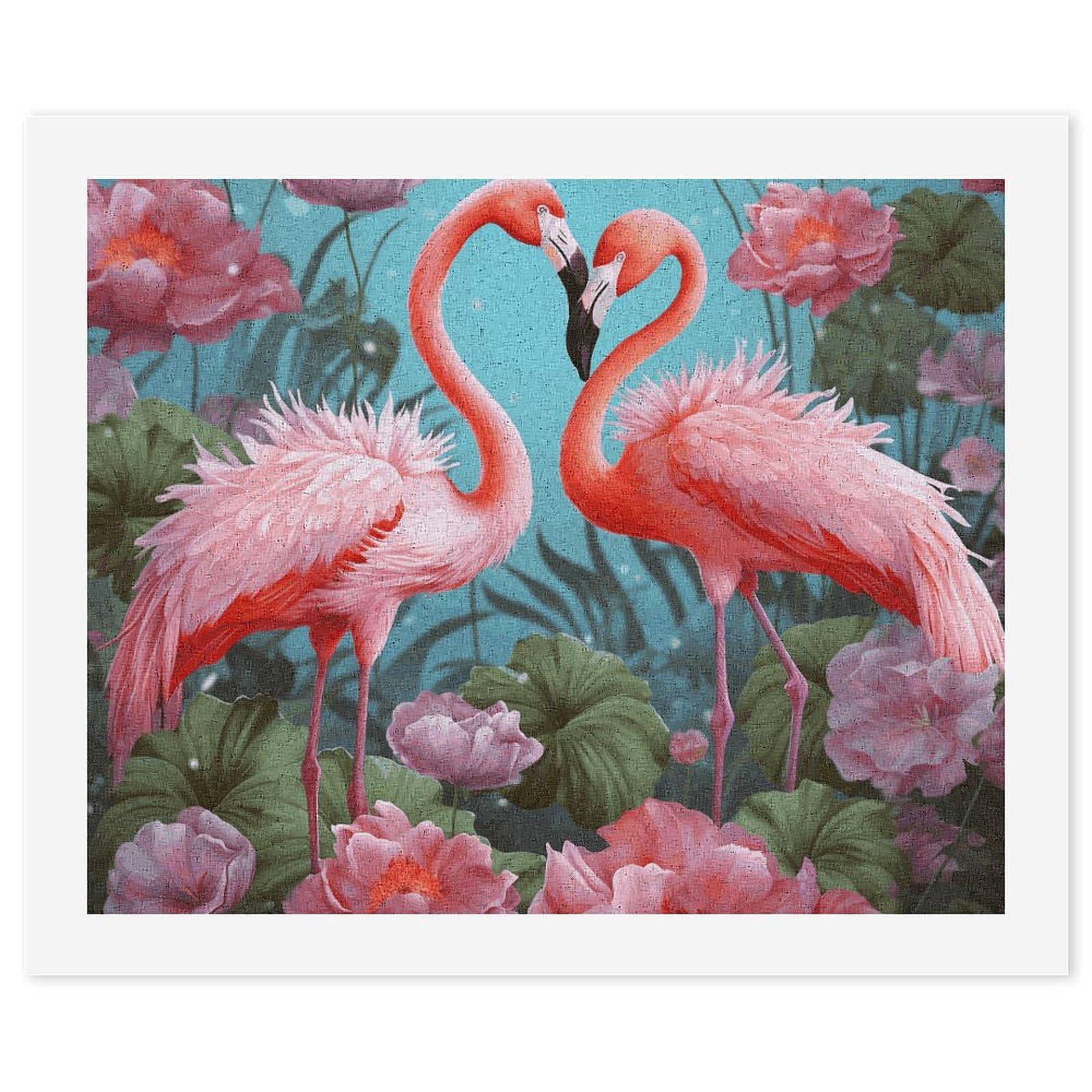 RTBKLYQ Kit per dipingere con i numeri, per adulti e principianti, fenicottero, fiori d'amore, fai da te, pittura a olio, tela per kit di pittura, regalo per la casa