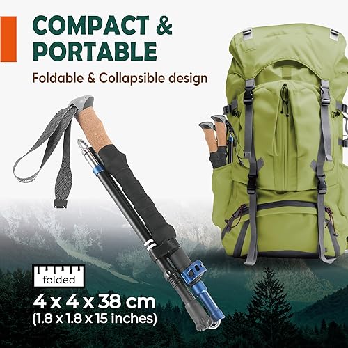 Miniatura 4 de TREKOLOGY Trek-Z Cork Grip Trekking Poles  Lightweight Folding Hiking Poles, Adjustable Height, Compact Travel Design, Aircraft-Grade Aluminum