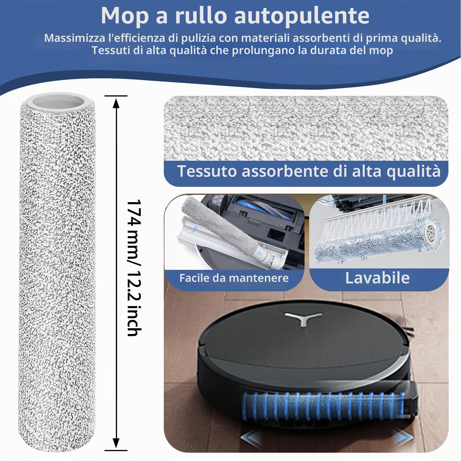 X12 OmniCyclone Kit di accessori di ricambio compatibile con Ecovacs Deebot X12 OmniCyclone Robot Aspirapolvere/2 Spazzole Principale/4 Filtro HEPA/3 Roller Mop/6 Spazzole Laterali/4 Filtro Spugna
