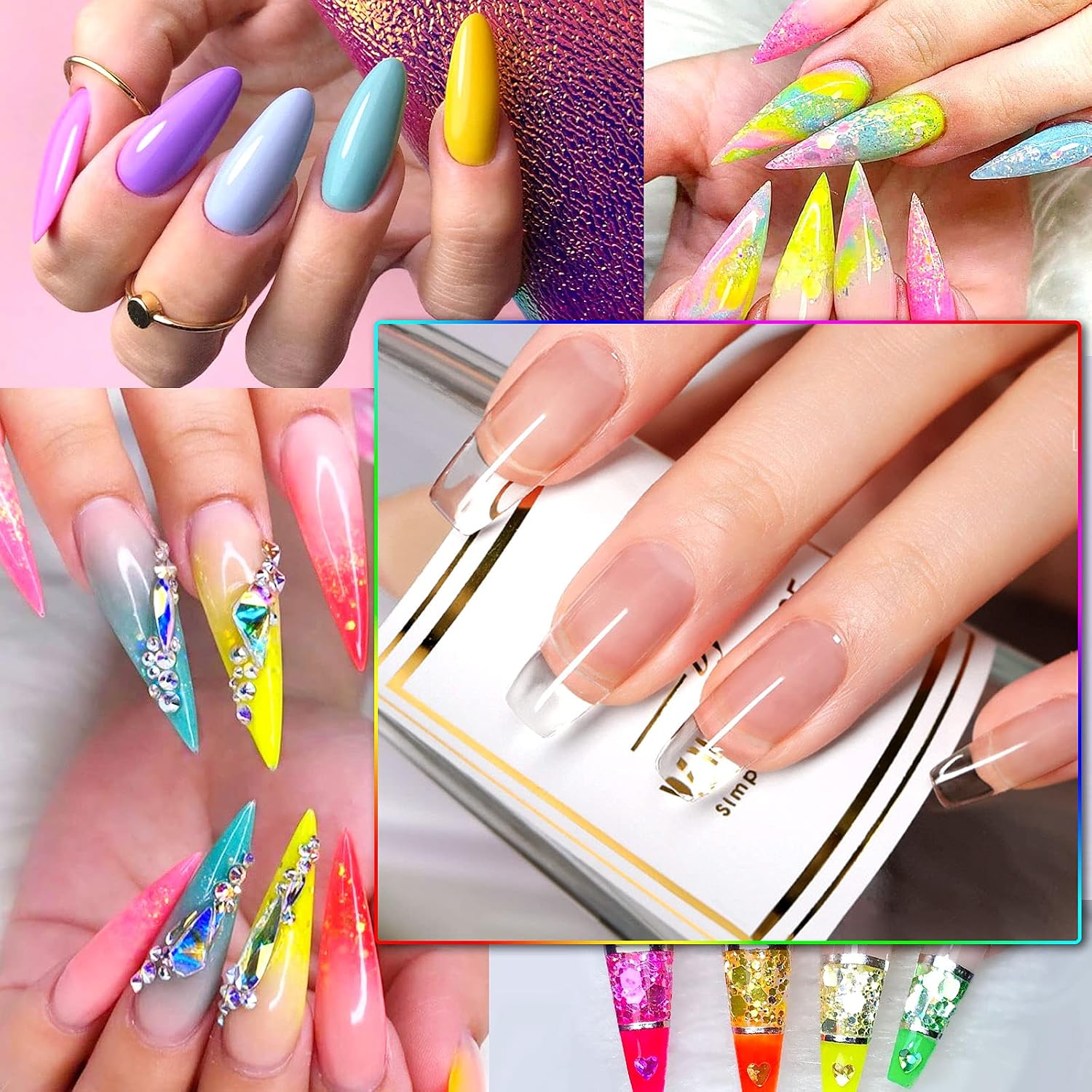 Saviland Builder Gel for Nails Kit - 60g Nail Extension Gel Kit Hard Gel for Nail Strengthen Soak Off Base Top Coat Gel Nail Art Manicure Set with 100PCS Nail Forms Nail Brush All-In-One For Beginners