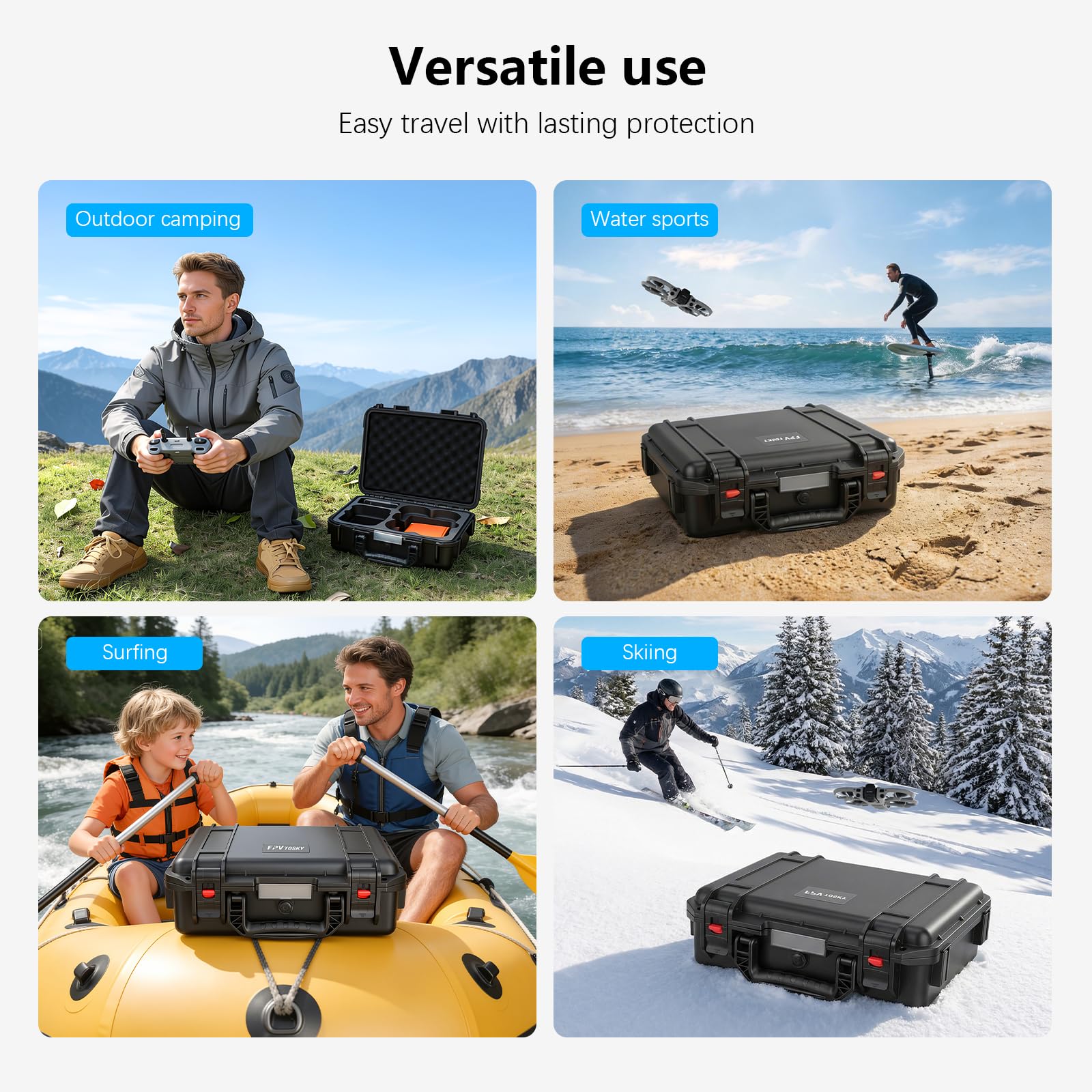 FPVtosky Valigetta Rigida per DJI Avata 360 & RC 2 – IP67 Impermeabile, con Posto per Tappetino di Atterraggio & Stazione di Ricarica Accessori [SOLO VALIGETTA]