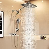 Veken 11.8" High Pressure Rain Shower Head with Handheld Combo, Multi Spray Modes, 15" Extension Arm, 6ft Hose - Brushed Nickel