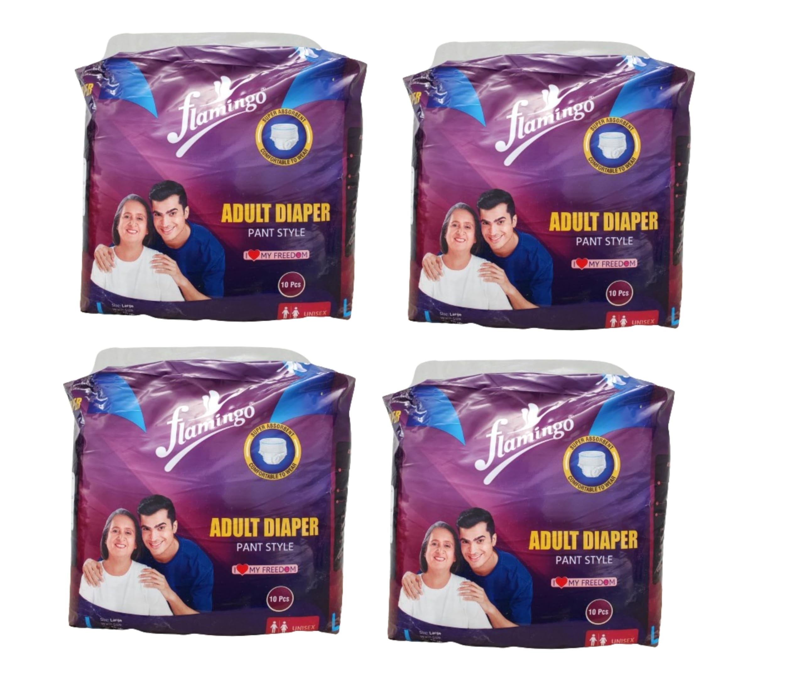 Flamingo pant Style Adult Diaper Pant Large Unisex, Odour Lock and Anti-Bacterial Super Absorbent Core, 40 Count (Pack of 4) (B0CWPGGGMR) Amazon Price History, Amazon Price Tracker