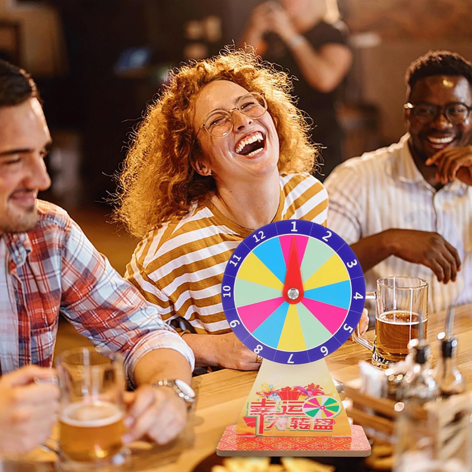 Ruota dei premi Ruota dei premi da tavolo con 12 slot Ruota dei premi cancellabile a secco con supporto Ruota modificabile per giochi di fortuna Casinò Fiera Festa di Natale Ruota della fortuna