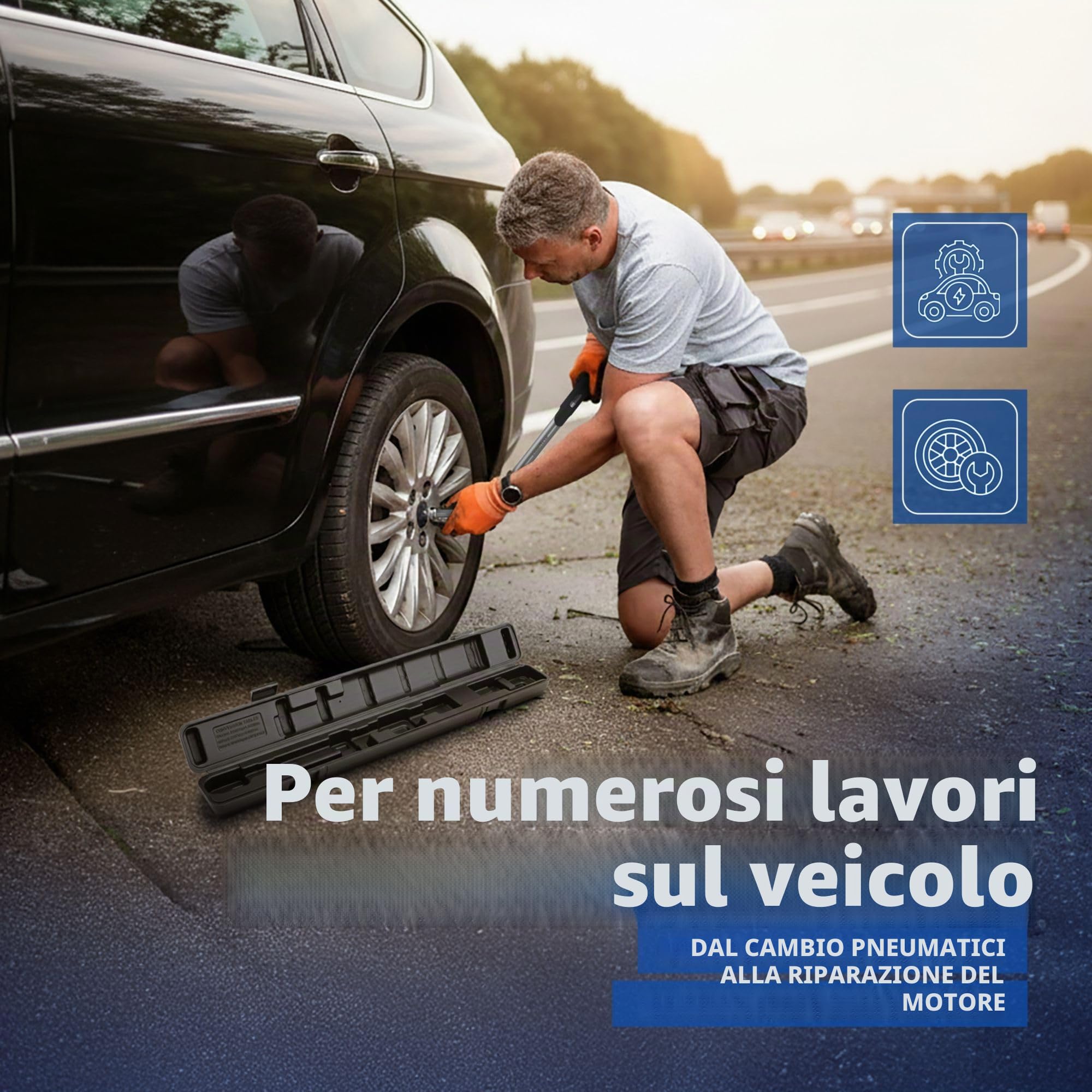 Goodyear Chiave dinamometrica premium, regolabile da 42 a 210 Nm, attacco quadrato da 1/2", prolunga inclusa e bussole da 17 mm e 19 mm