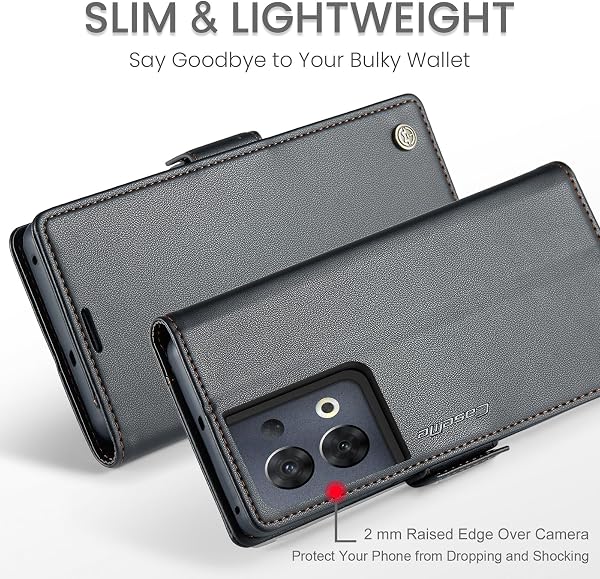 Cover for Reno 8 pro Wallet Case with Card Holder, Kickstand RFID Blocking Magnetic Closure Shockproof Protective PU Leather for Reno 8 pro Flip Case Wallet - Black - 5